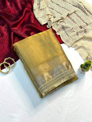 Peachmode Yellow Tissue Silk Shaded Saree - Image 2
