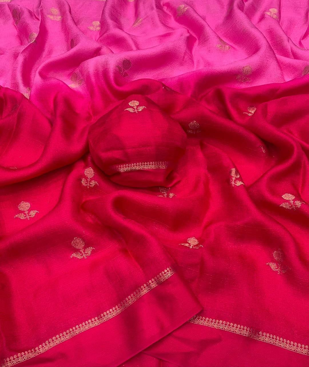 Peachmode Pink Viscose Khadi Silk Zari Saree - Image 3