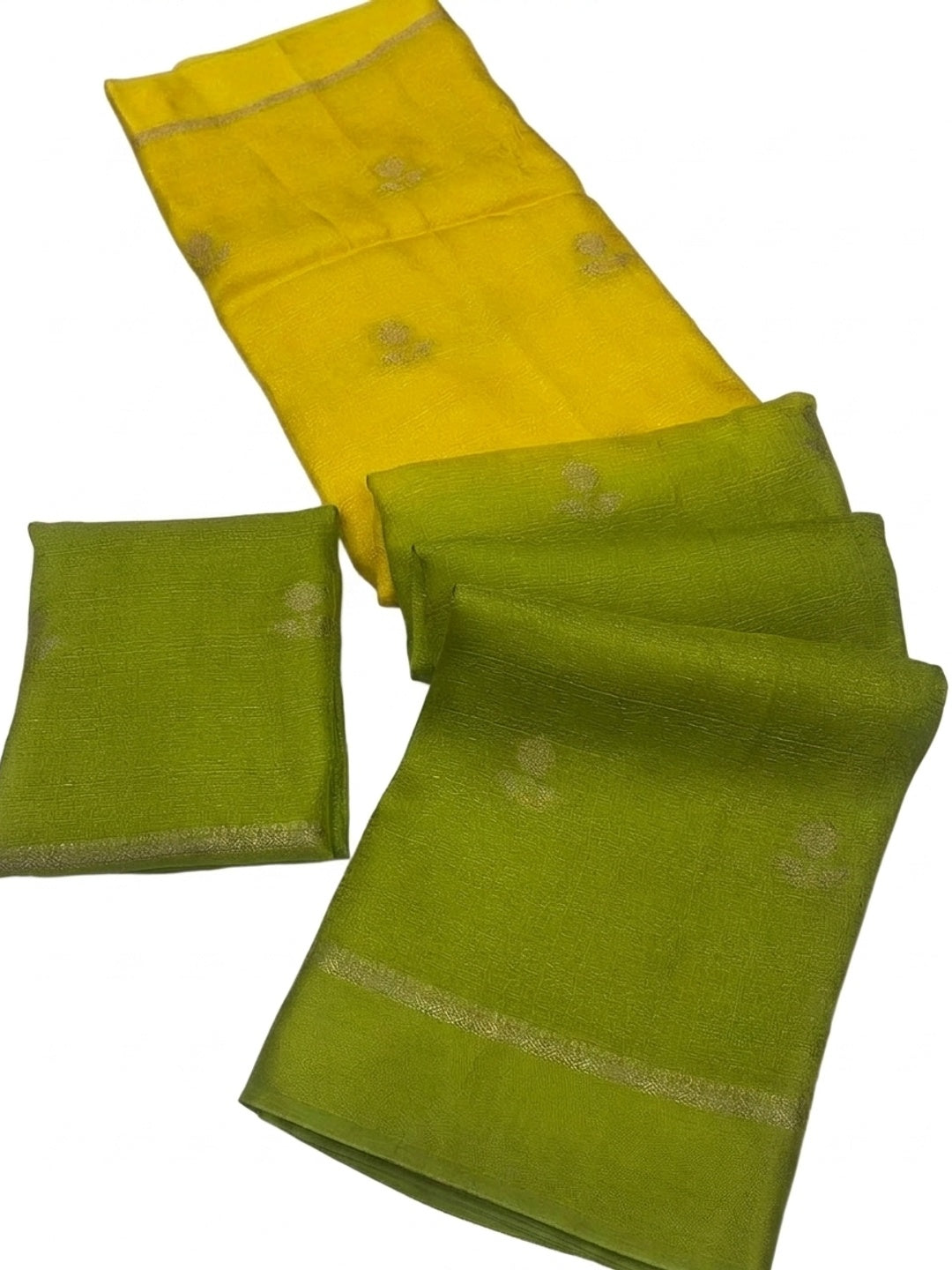Peachmode Olive Viscose Khadi Silk Zari Saree - Image 4