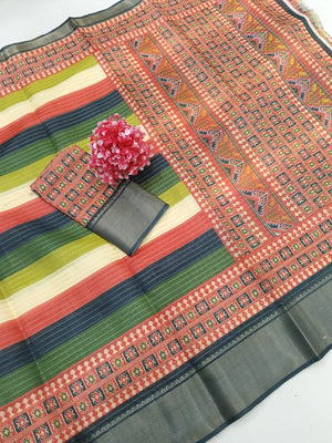 Peachmode Multicolor Dola Silk Zari Border Saree - Image 2