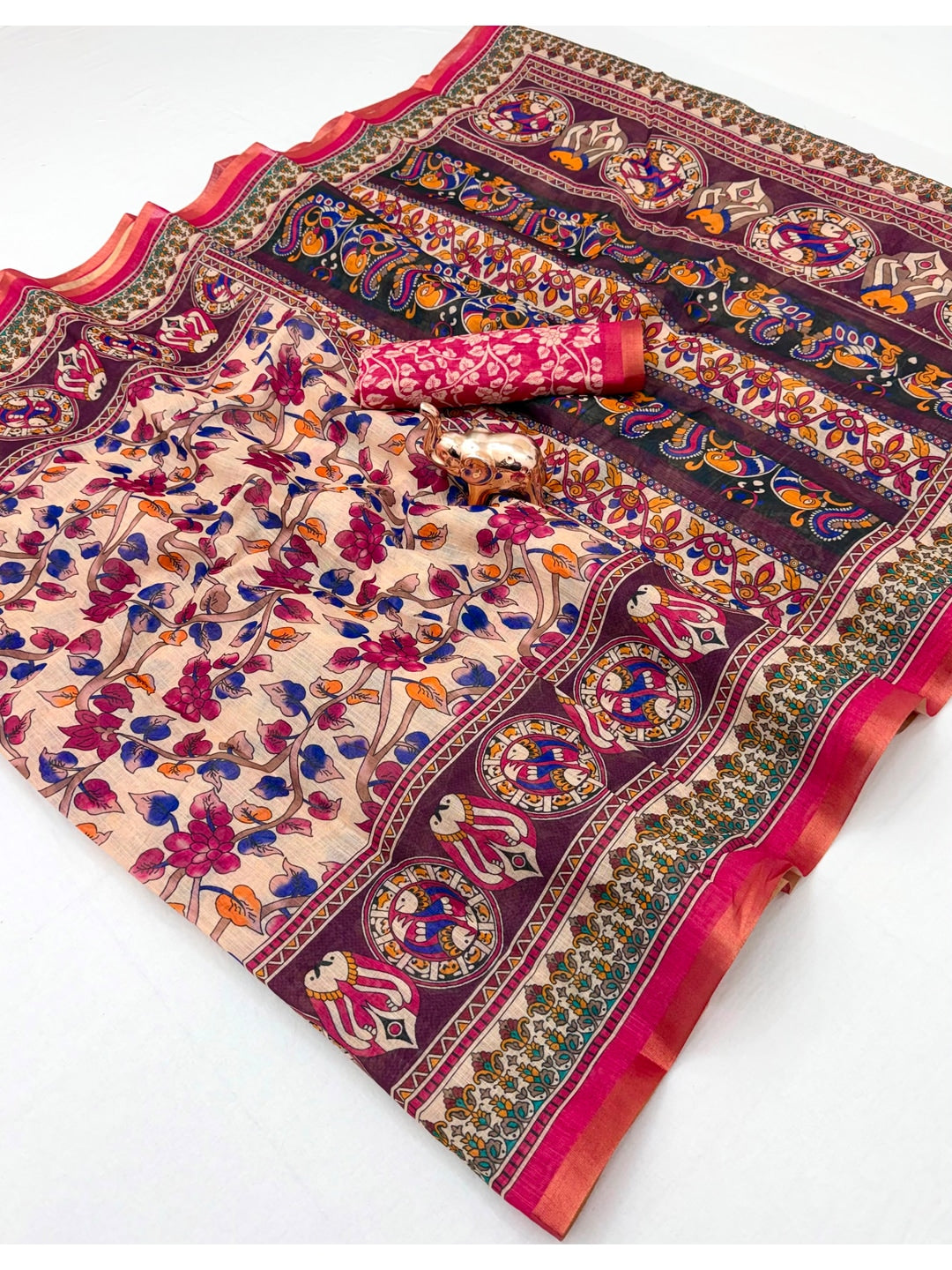 Peachmode Chiku Rani Soft Linen Saree - Lisa Linen - Image 2
