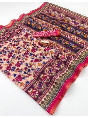 Peachmode Chiku Rani Soft Linen Saree - Lisa Linen - Image 2