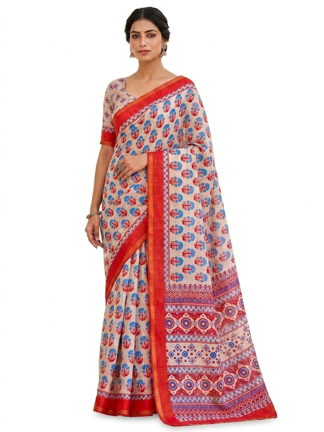 Peachmode Beige Soft Linen Saree - Lisa Linen - Image 4