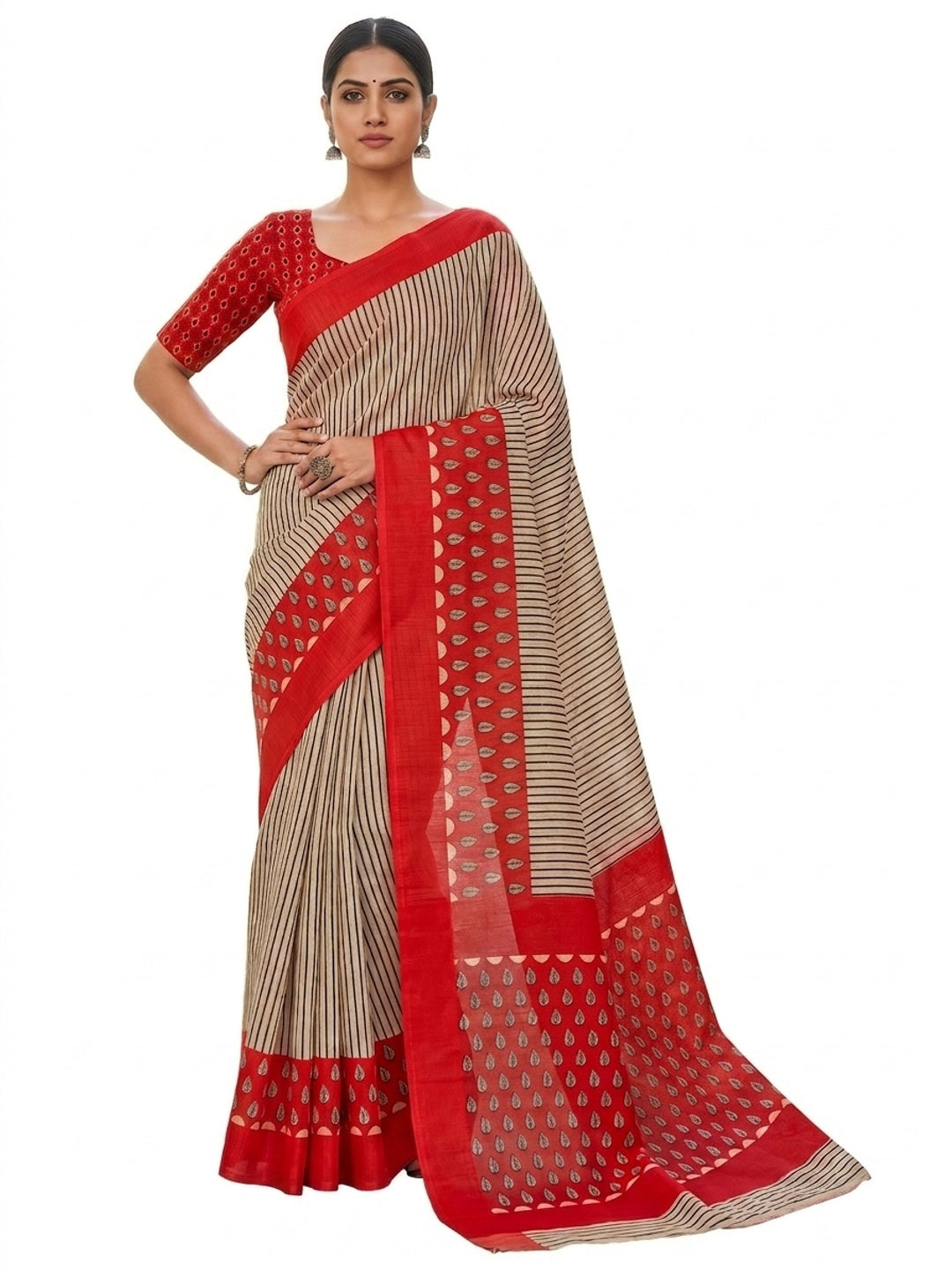 Peachmode Light Chiku Soft Linen Saree - Lisa Linen - Image 4