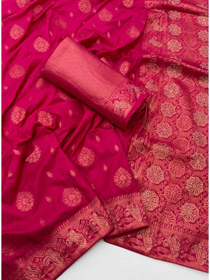 Peachmode Pink Soft Dola Silk Zari Work Saree - Image 2
