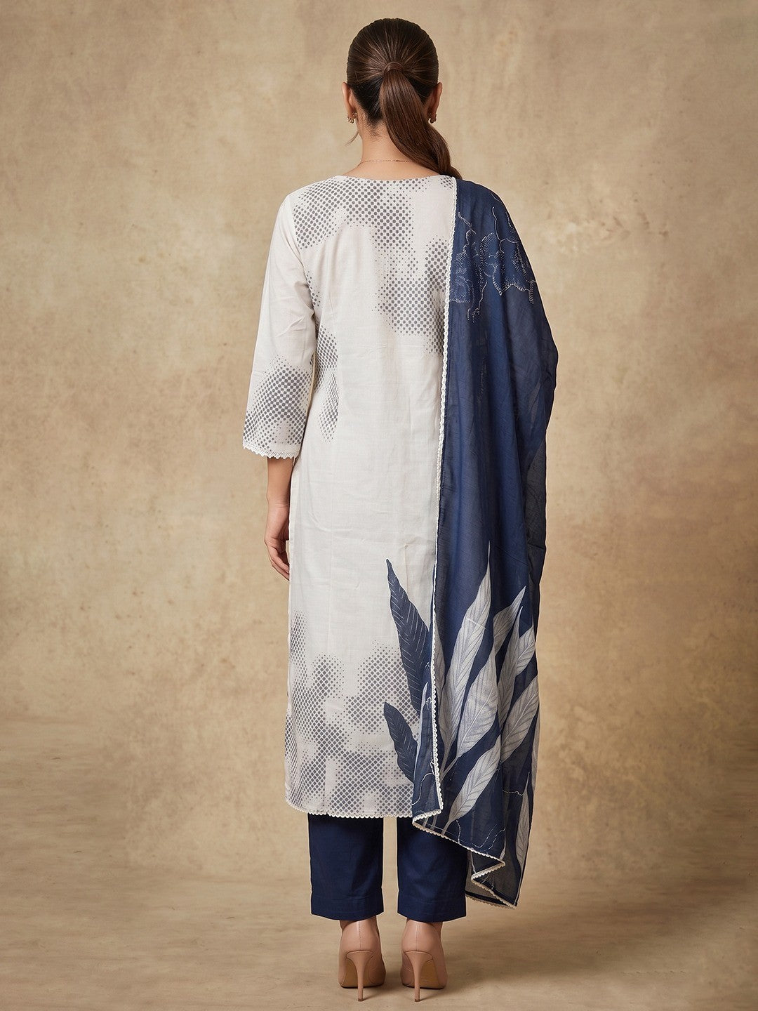 White Cambric Digital Printed Salwar Suit Set - Image 3