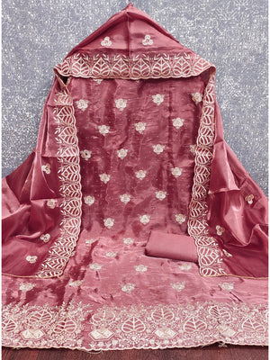 Peachmode Mauve Silk Blend Dress Material with Ethnic Motifs - Image 2