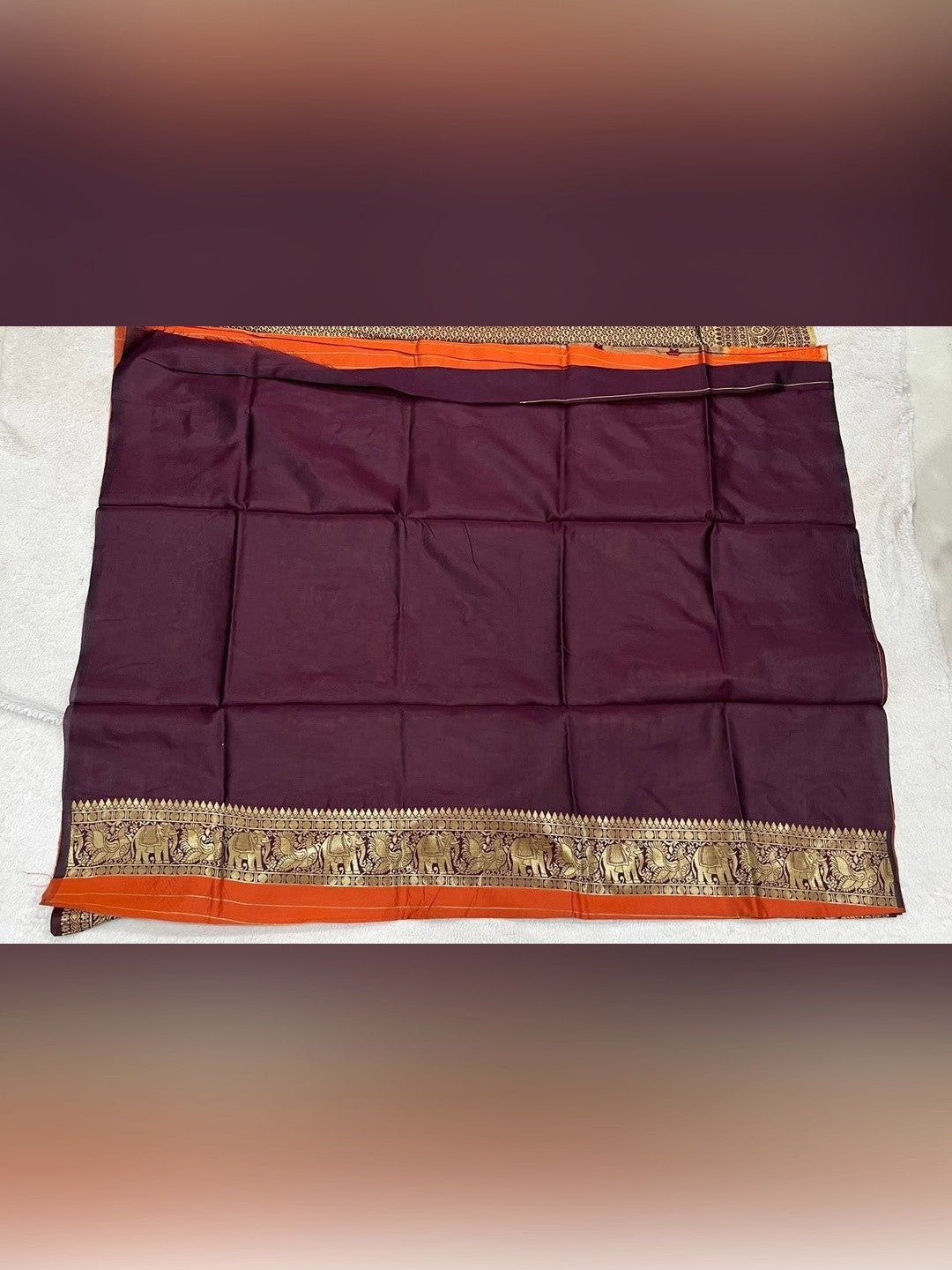 Peachmode Orange Banarasi Silk Saree - Image 12