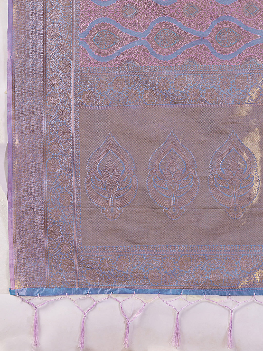 Peachmode Lavender Kanjivaram Silk Blend Saree - Image 7