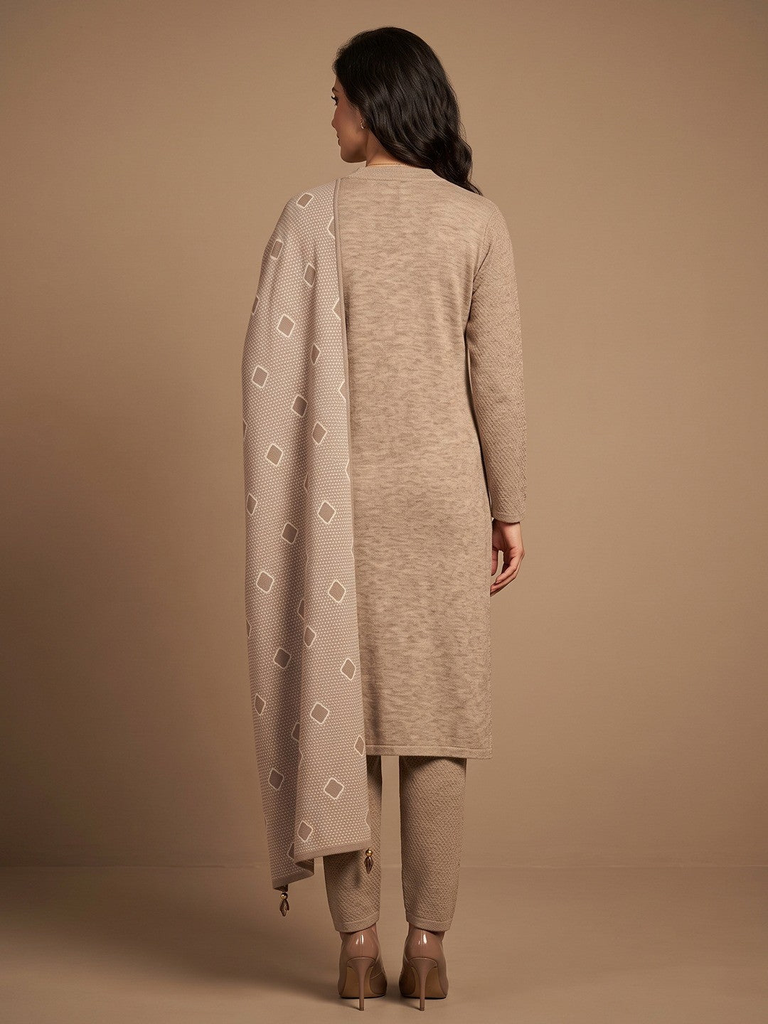 Grey Woven Wool Salwar Suit Designed for Stylish and Comfortable Winter Fashion - Image 3