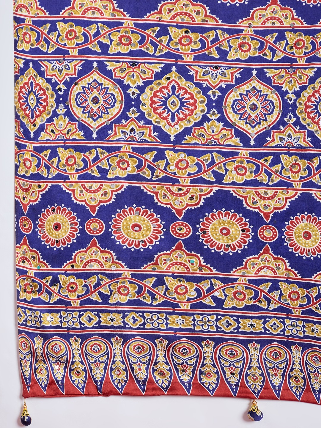 Peachmode Blue Semi Modal Saree with Mirror Work - Image 7