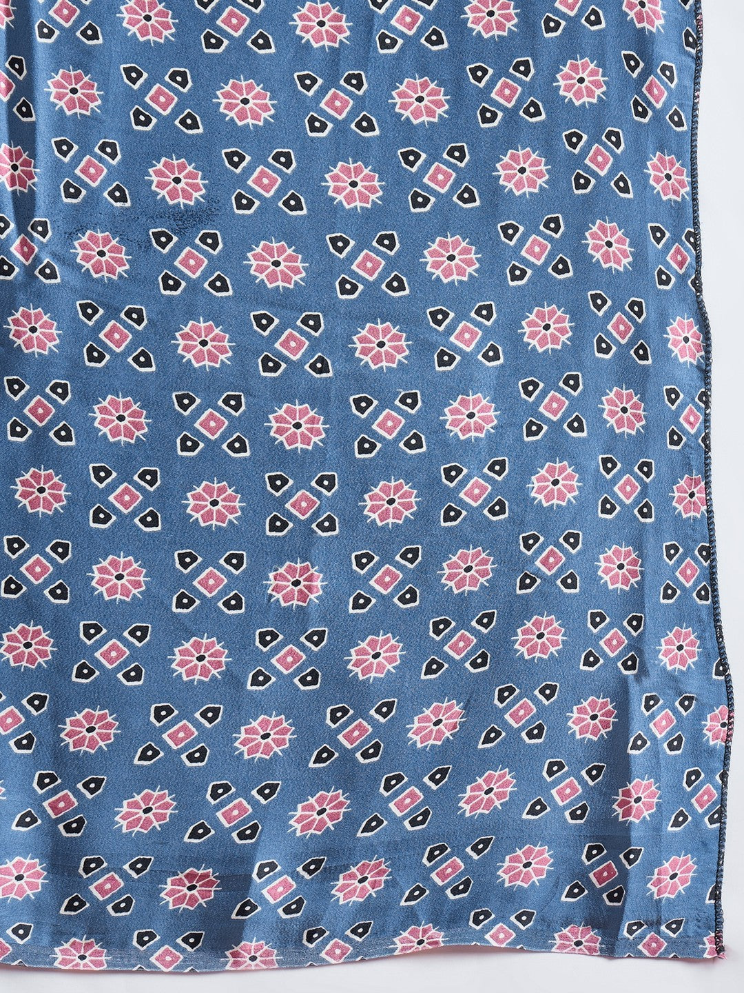Peachmode Sky Blue Semi Modal Saree with Mirror Work - Image 8