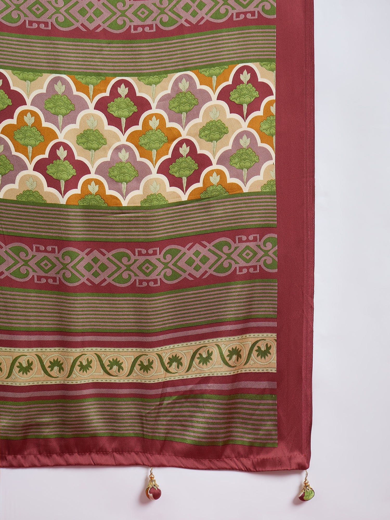 Peachmode Red Semi Modal Printed Saree - Image 5