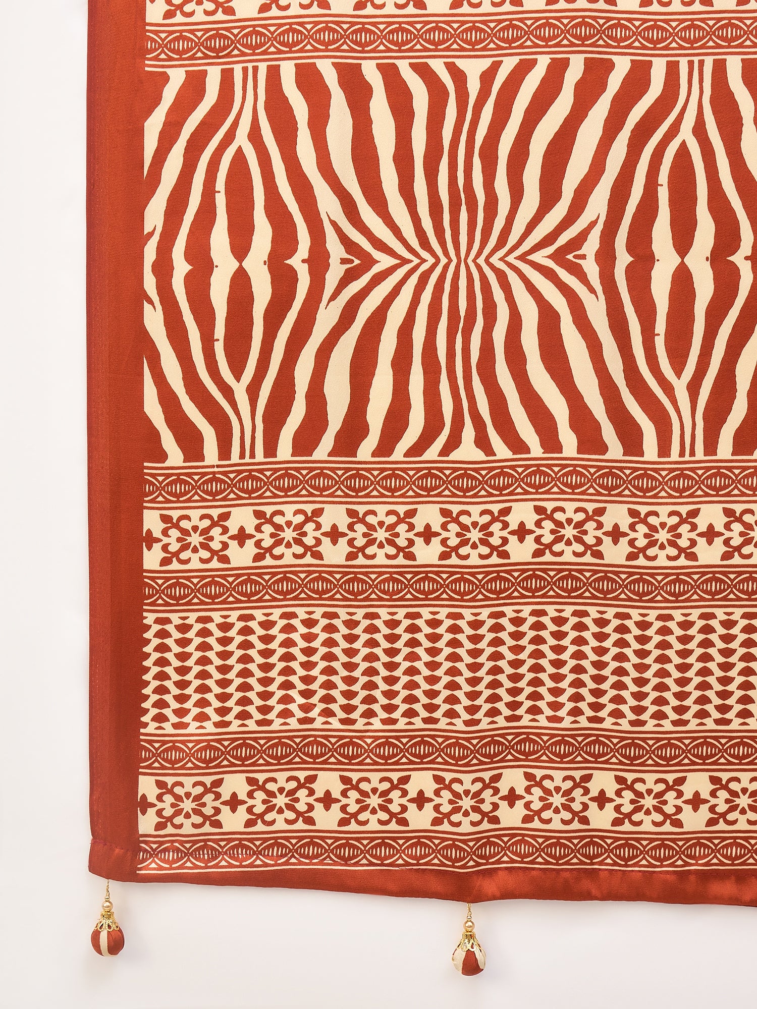 Peachmode Rust Semi Modal Printed Saree - Image 5