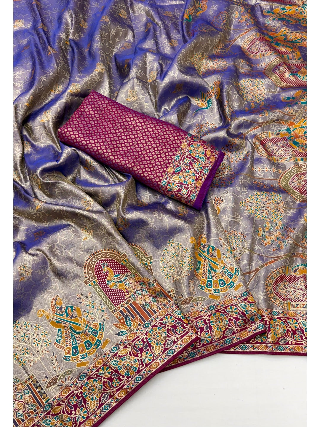 Peachmode Purple Kanjivaram Silk Woven Saree - Image 2