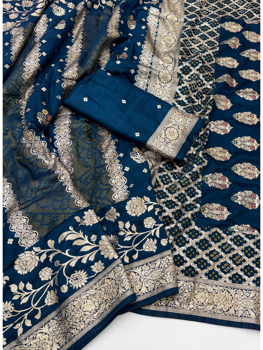 Peachmode Blue Dola Silk Woven Saree - Image 2
