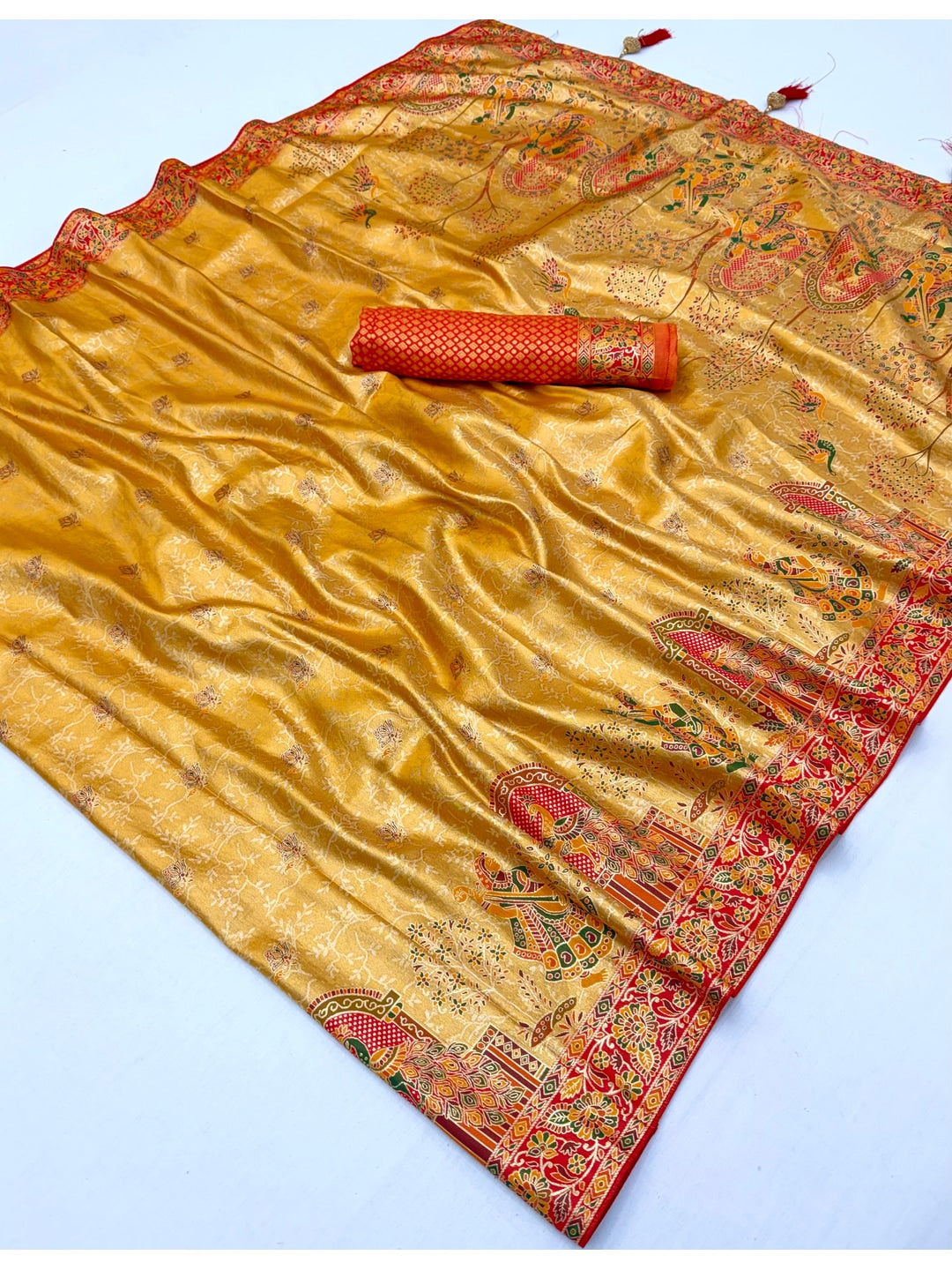 Peachmode Gold Kanjivaram Silk Woven Saree - Image 3