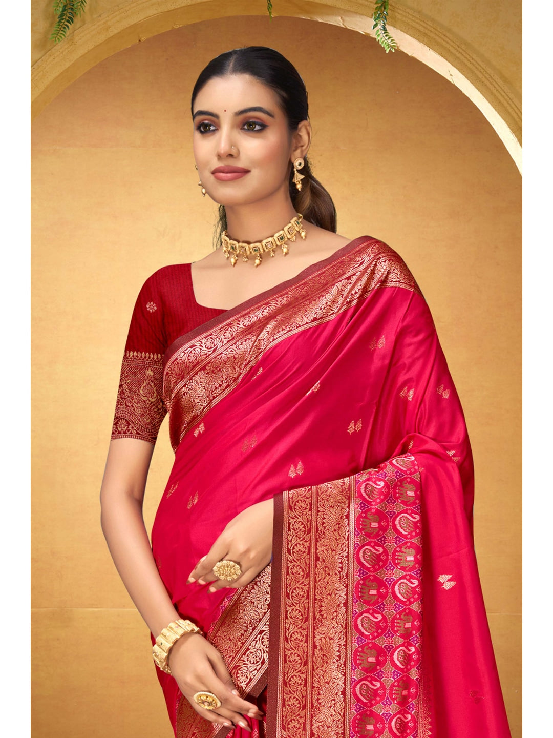 Peachmode Pink Silk Blend Adiksha SIlk Saree - Image 3