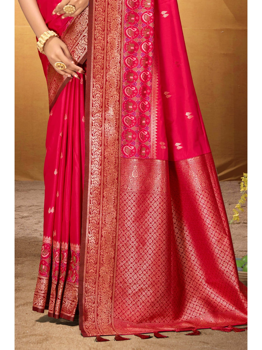 Peachmode Pink Silk Blend Adiksha SIlk Saree - Image 4