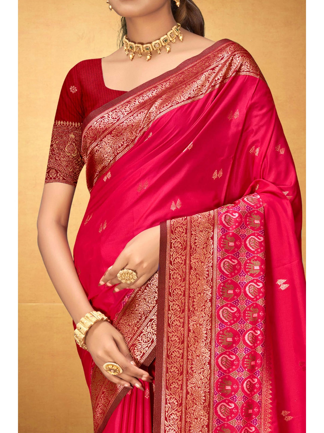 Peachmode Pink Silk Blend Adiksha SIlk Saree - Image 6