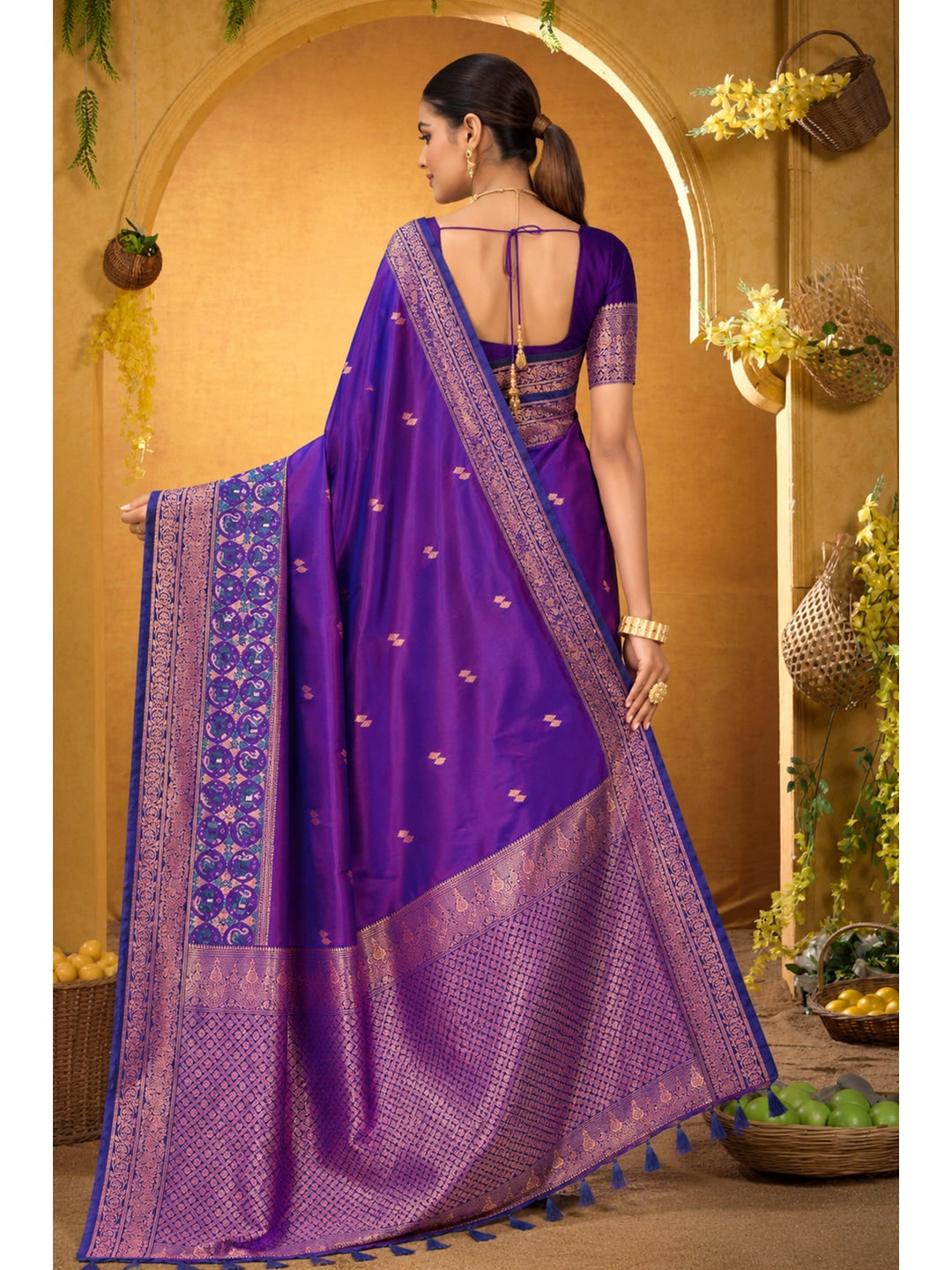 Peachmode Purple Silk Blend Adiksha SIlk Saree - Image 5