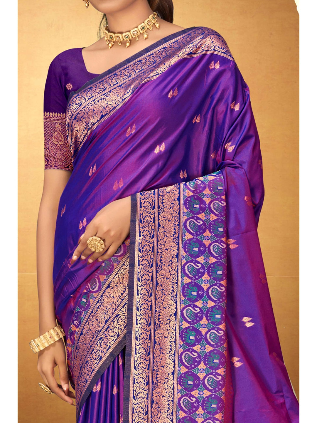 Peachmode Purple Silk Blend Adiksha SIlk Saree - Image 6