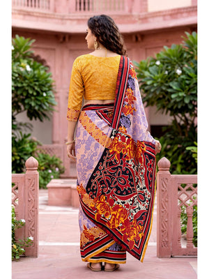 Peachmode Purple Georgette Saree - Image 2