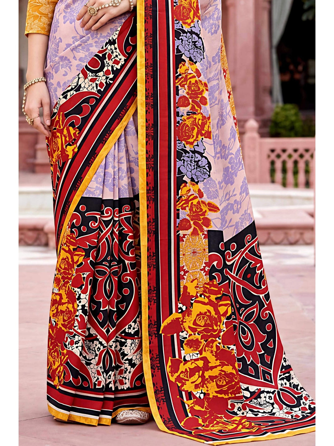 Peachmode Purple Georgette Saree - Image 6