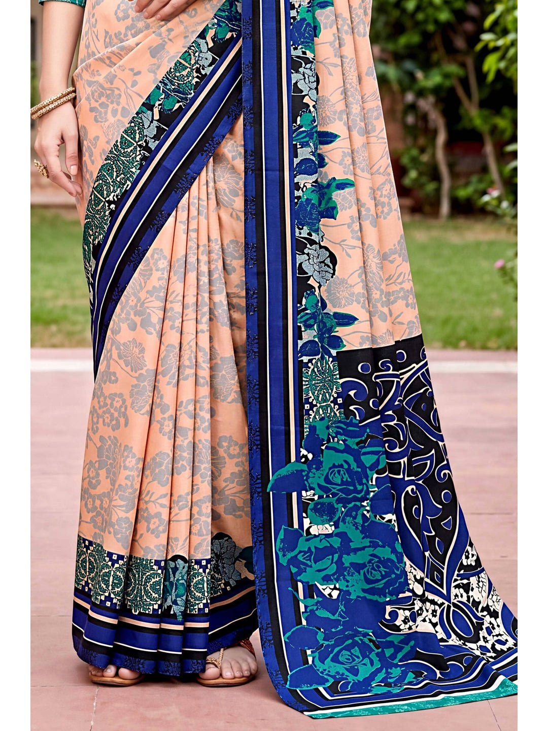 Peachmode Peach Georgette Saree - Image 6