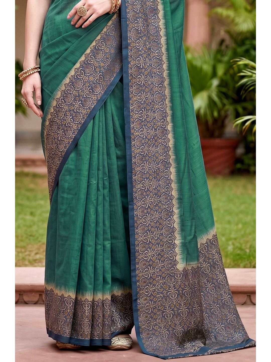 Peachmode Green Georgette Saree - Image 6