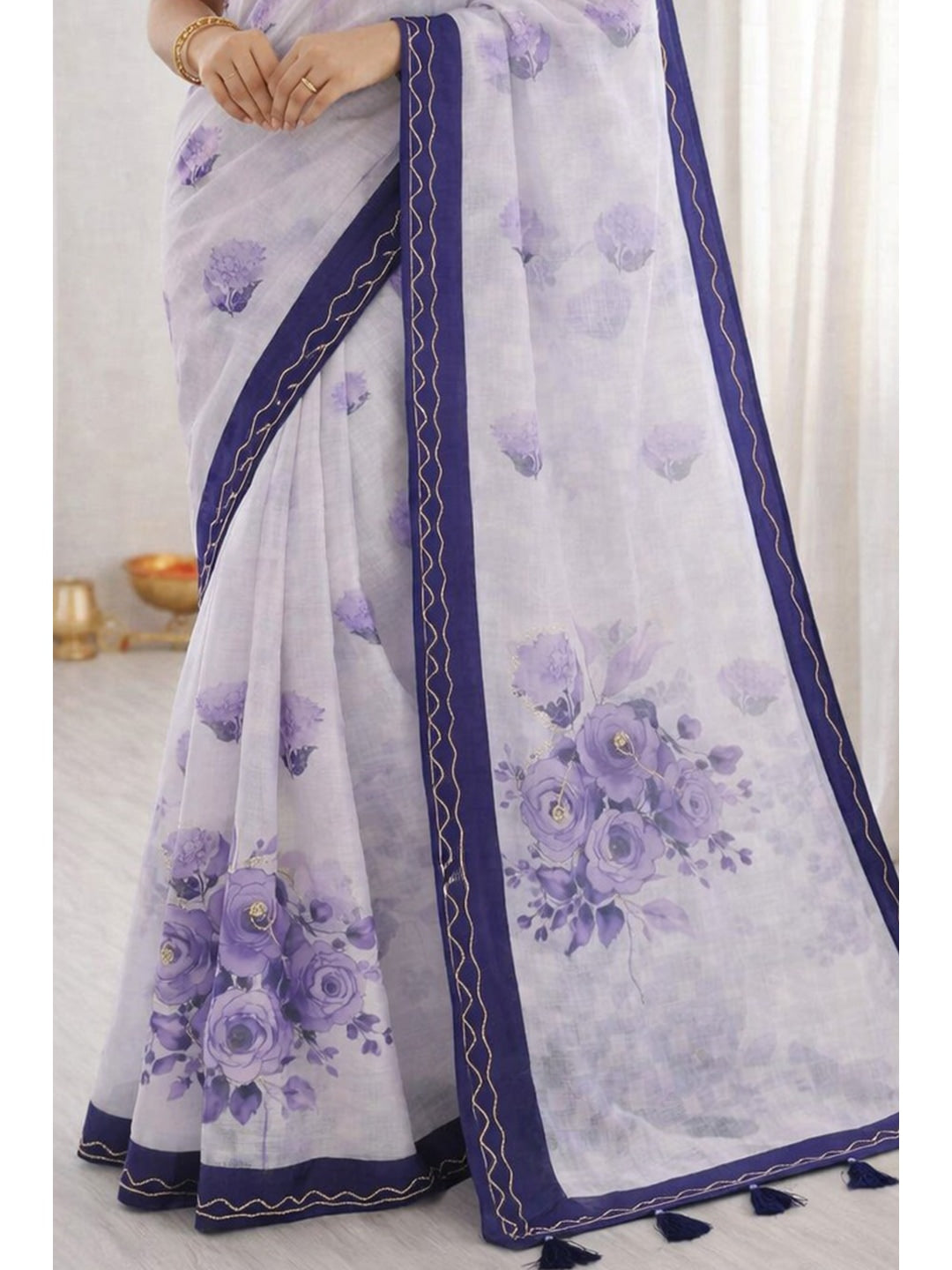 Peachmode Purple Cotton Blend Devika Saree - Image 4
