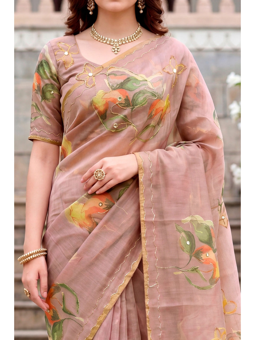Peachmode Purple Cotton Blend Erodi Saree - Image 5
