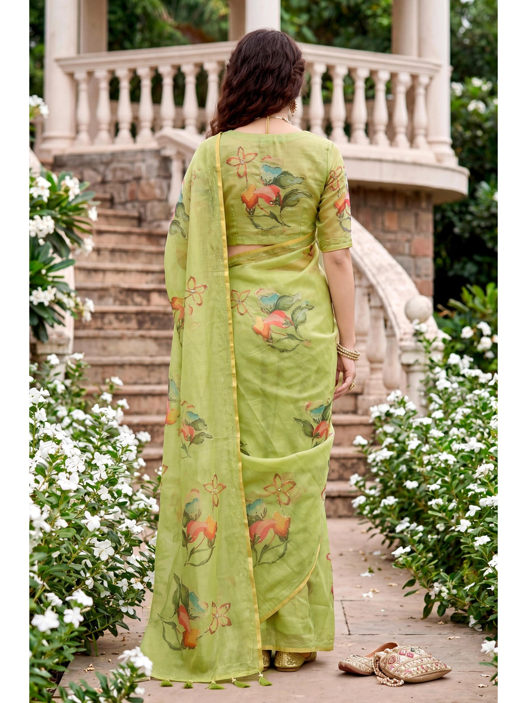 Peachmode Green Cotton Blend Erodi Saree - Image 2