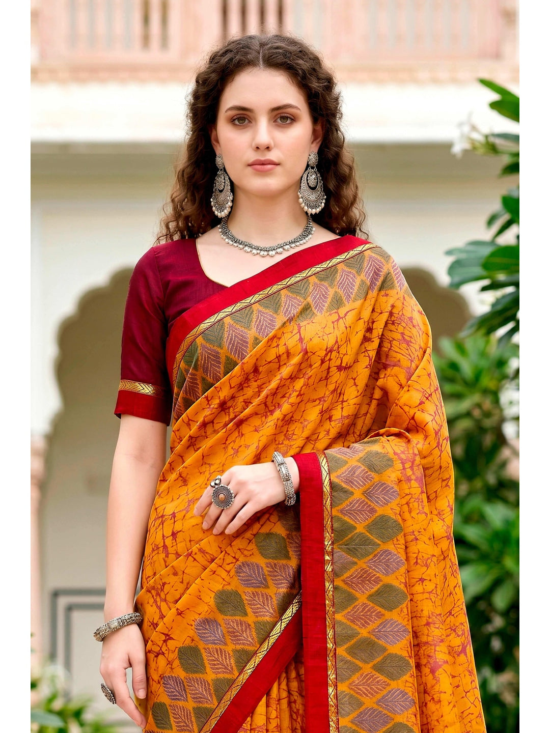 Peachmode Yellow Cotton Blend Harshita Saree - Image 3