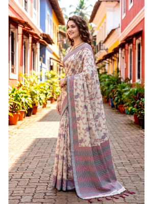 Peachmode Red Cotton Blend Ruchi Cotton Saree - Image 2