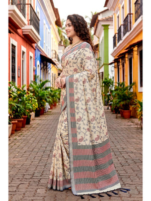 Peachmode Red Cotton Blend Ruchi Cotton Saree - Image 2
