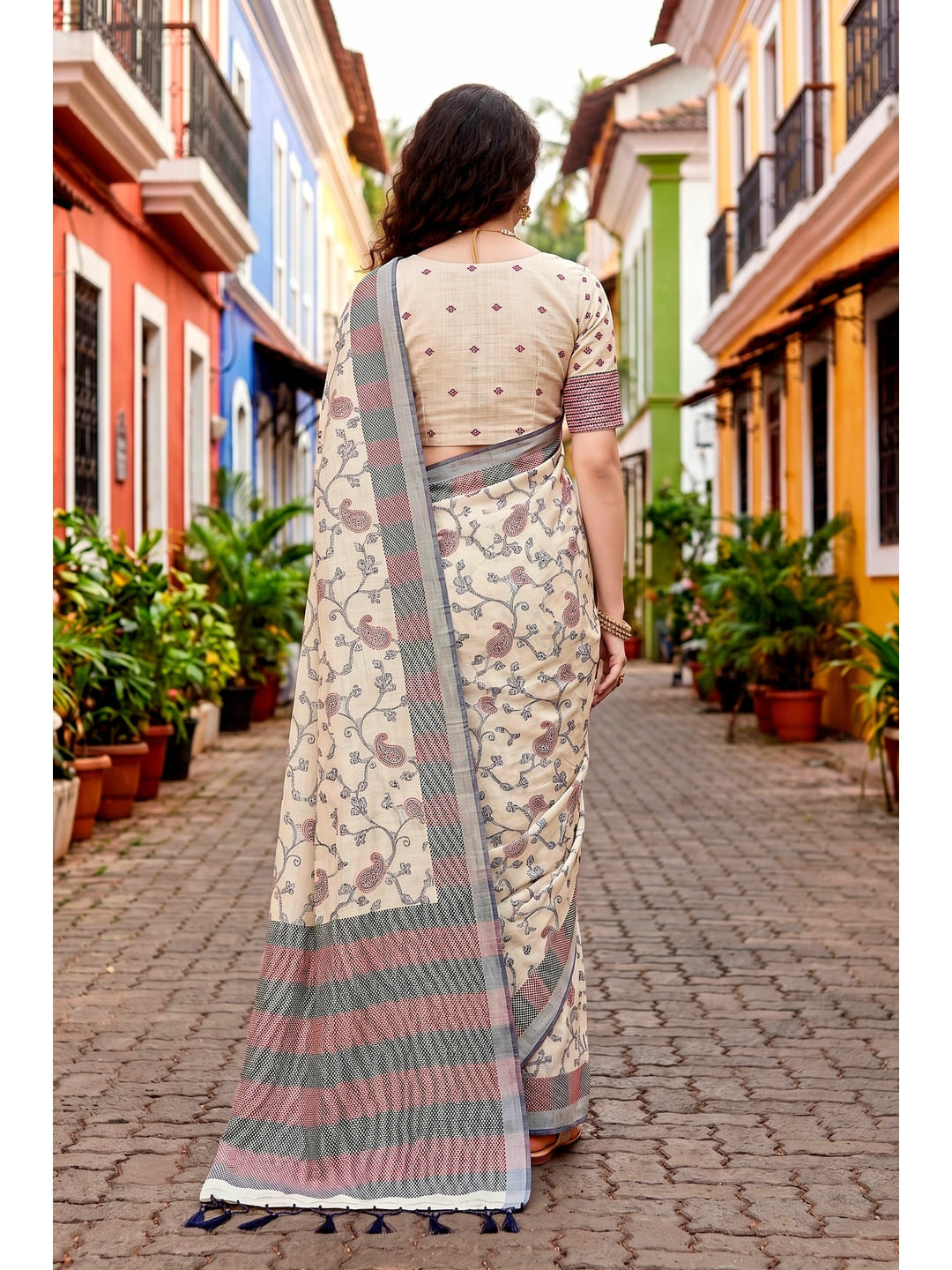 Peachmode Red Cotton Blend Ruchi Cotton Saree - Image 4