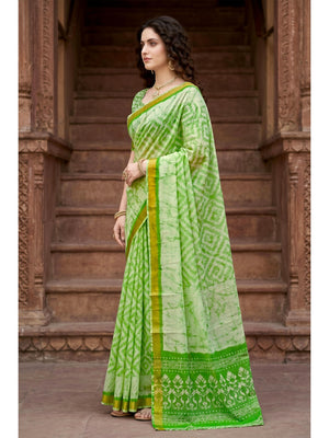 Peachmode Green Georgette Saree - Image 2