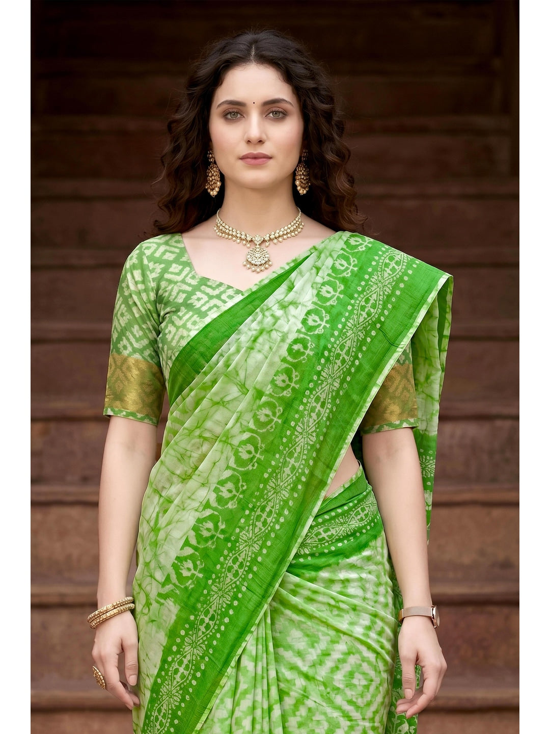 Peachmode Green Georgette Saree - Image 4