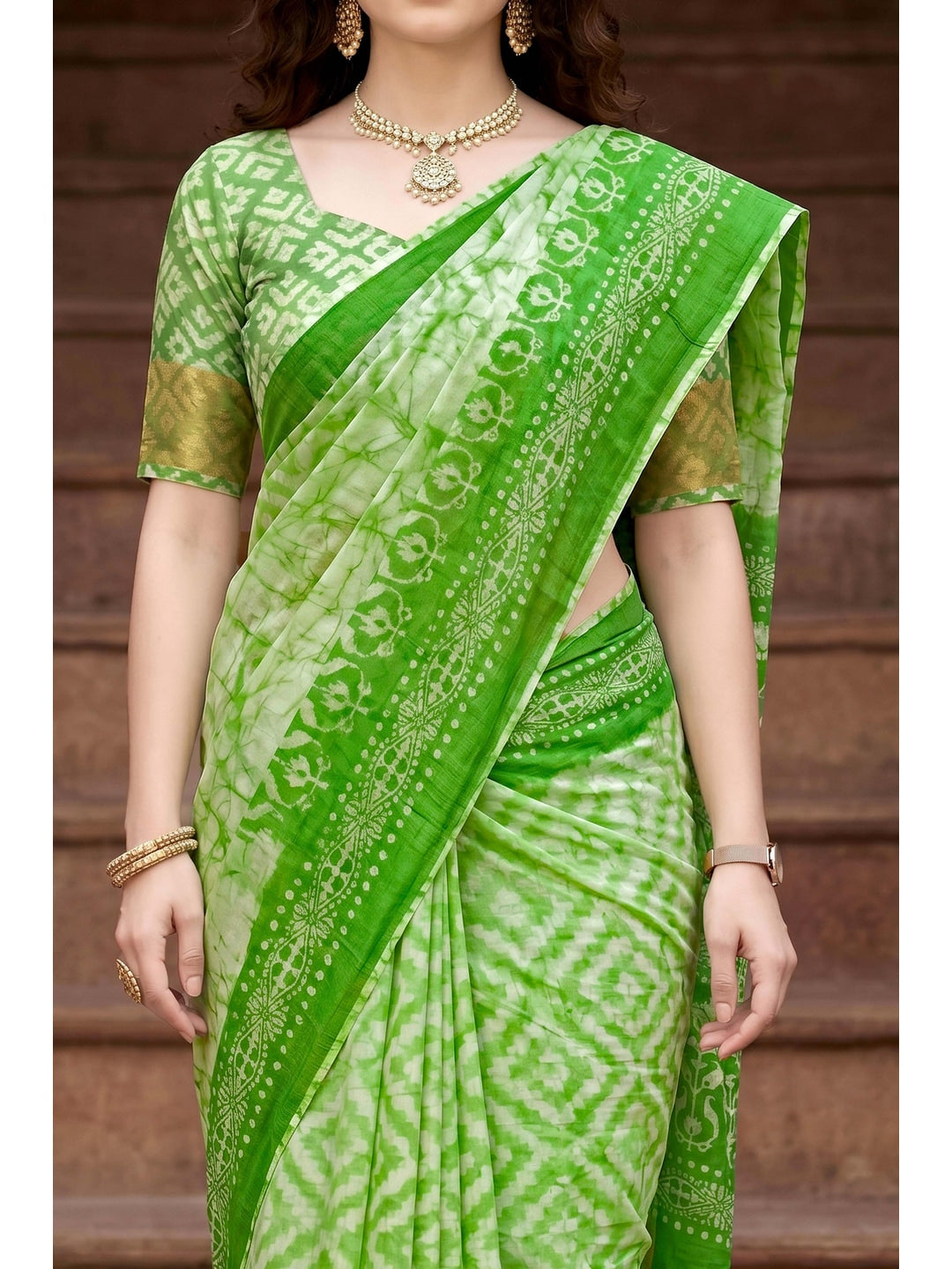 Peachmode Green Georgette Saree - Image 5