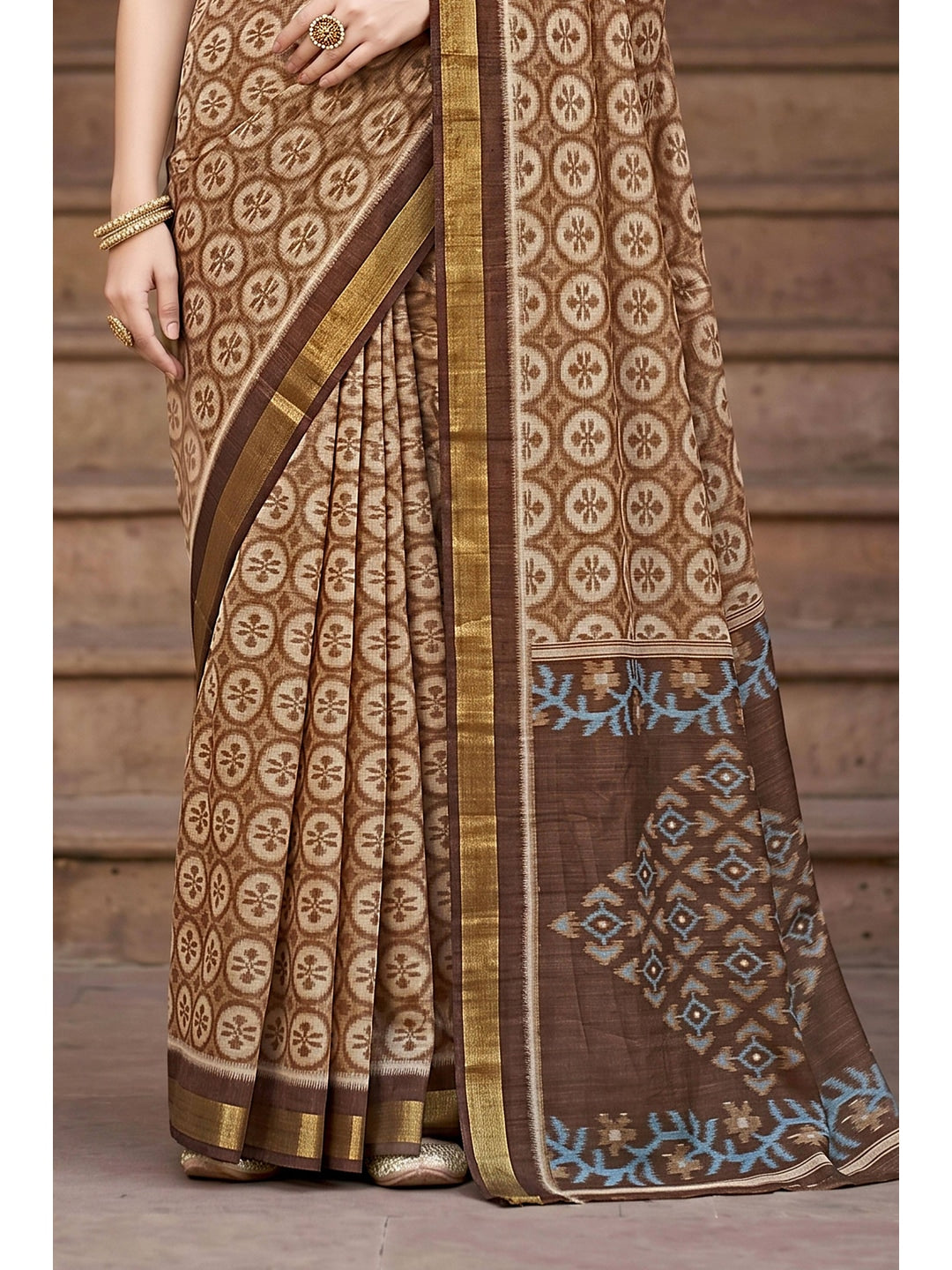 Peachmode Brown Georgette Saree - Image 6