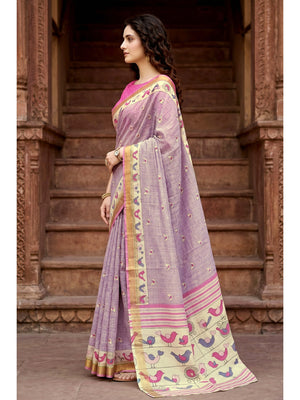 Peachmode Lavender Georgette Saree - Image 2