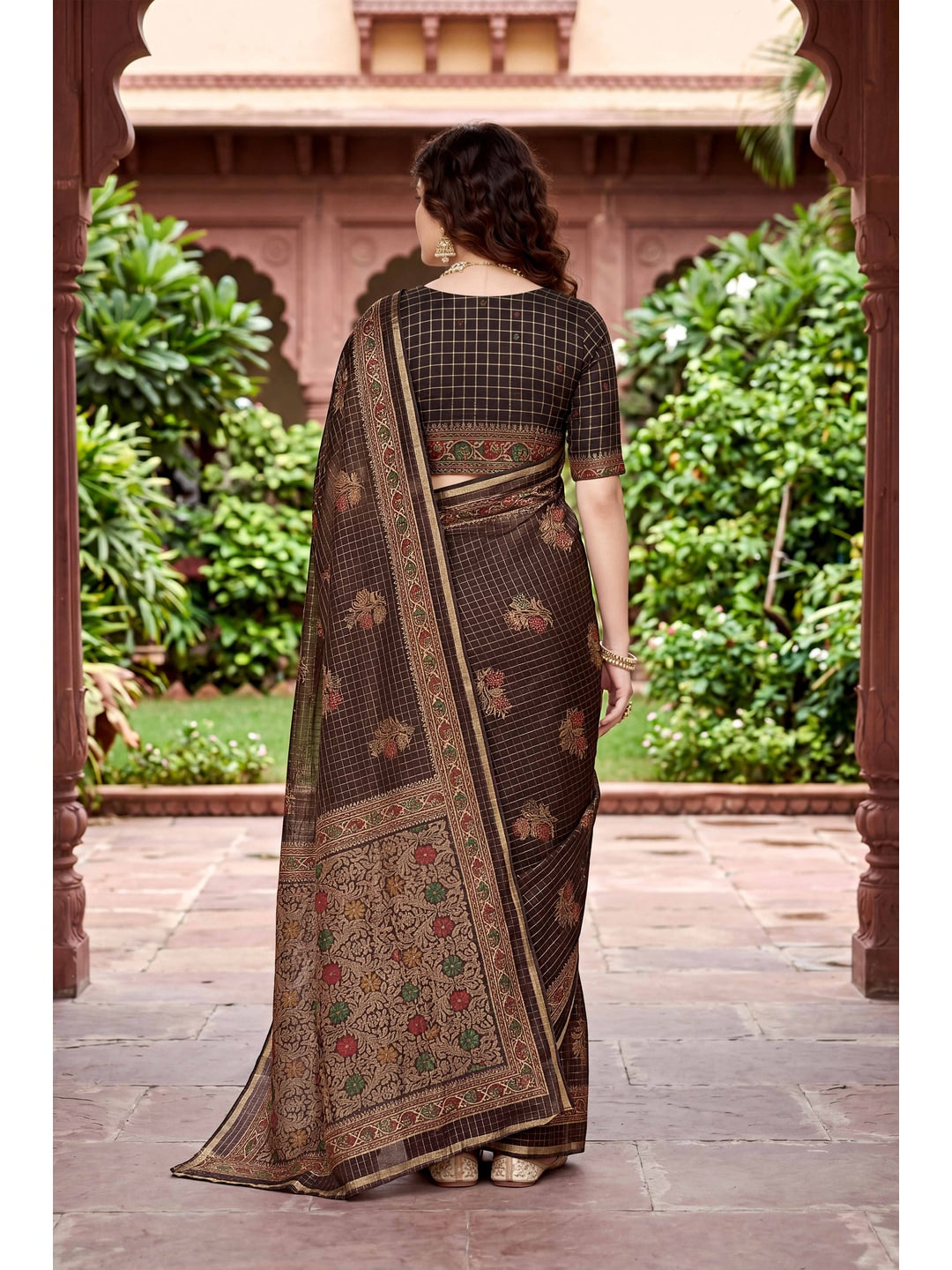 Peachmode Coffee Brown Georgette Saree - Image 2