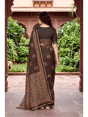 Peachmode Coffee Brown Georgette Saree - Image 2