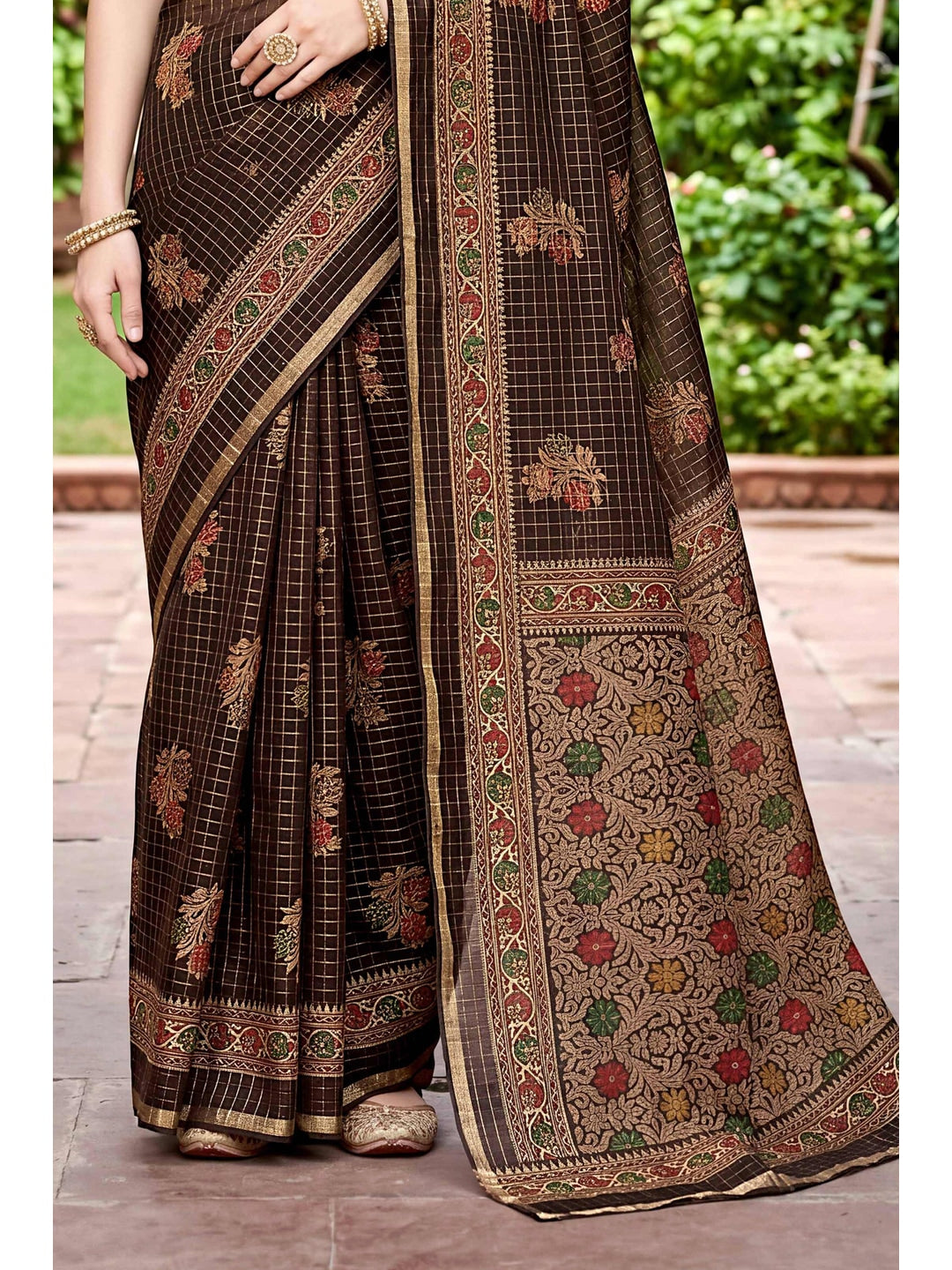 Peachmode Coffee Brown Georgette Saree - Image 6