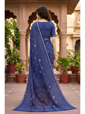Peachmode Navy Blue Georgette Saree - Image 2