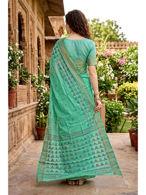 Peachmode Green Georgette Saree - Image 2