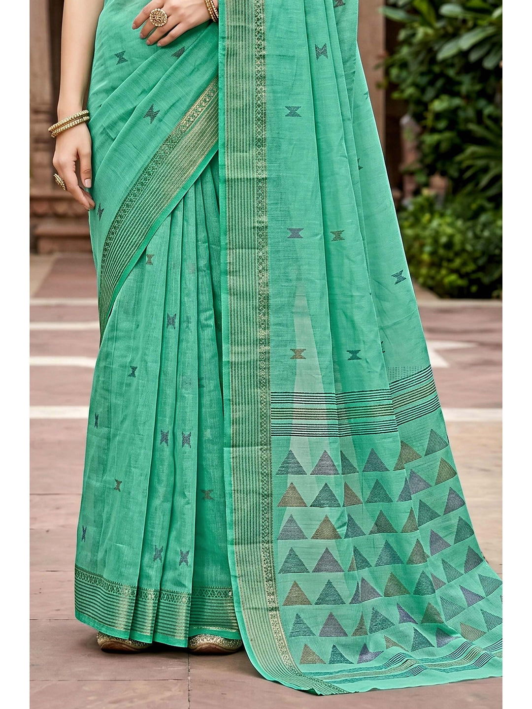 Peachmode Green Georgette Saree - Image 6