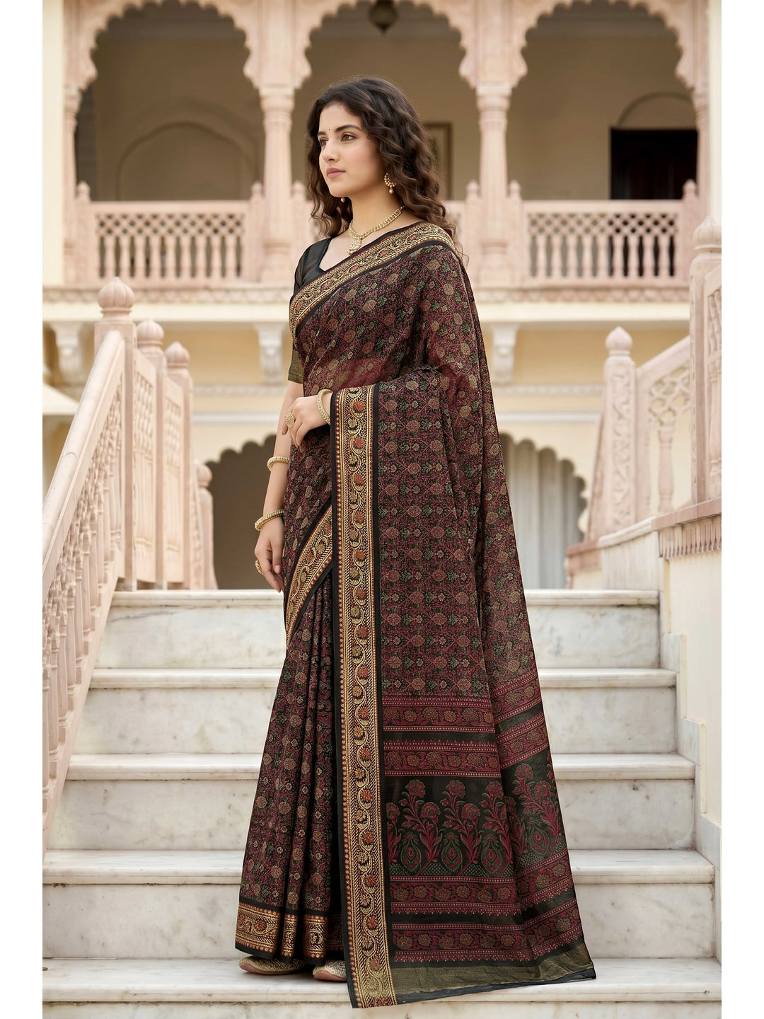 Peachmode Brown Georgette SANGINI VOL-3 Saree - Image 3