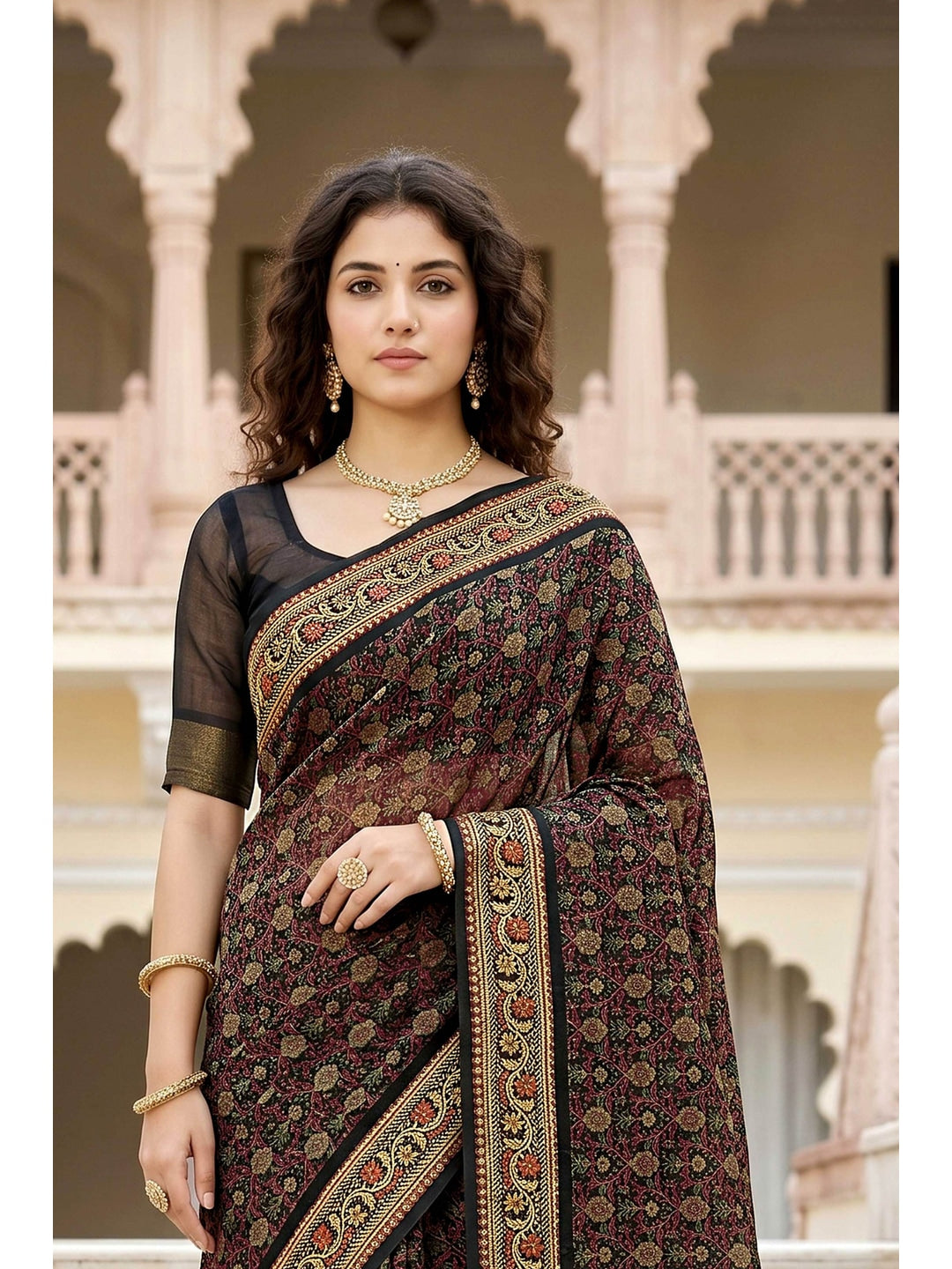 Peachmode Brown Georgette SANGINI VOL-3 Saree - Image 4